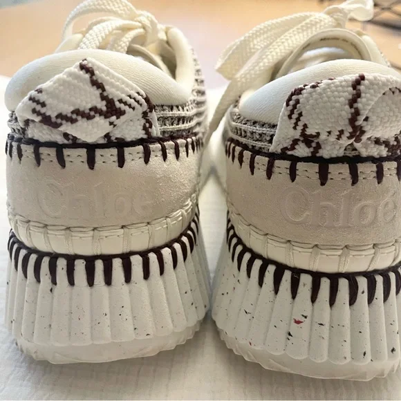 CHLOE Nama Embroidered Suede Mesh Sneakers Size EU 36 - Picture 13 of 16